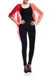 Model wearing short red ombre chiffon kimono facing front